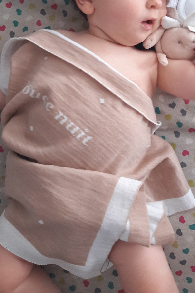 Couverture en laine bébé pois 3 B Solfin Fabriqué en France
