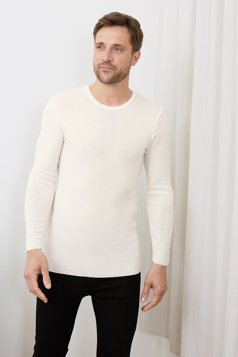 Sous-vêtement technique homme tee-shirt fin en laine manches longue