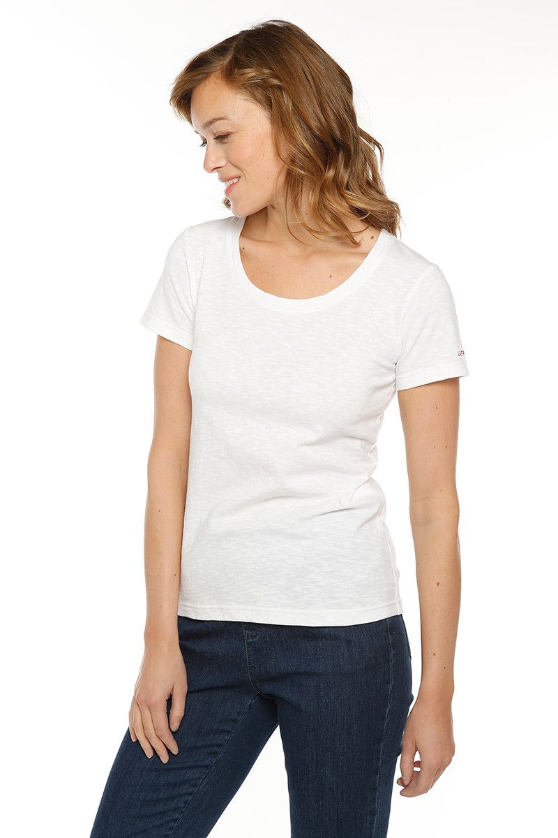 Tee-shirt uni femme en coton col rond - 18