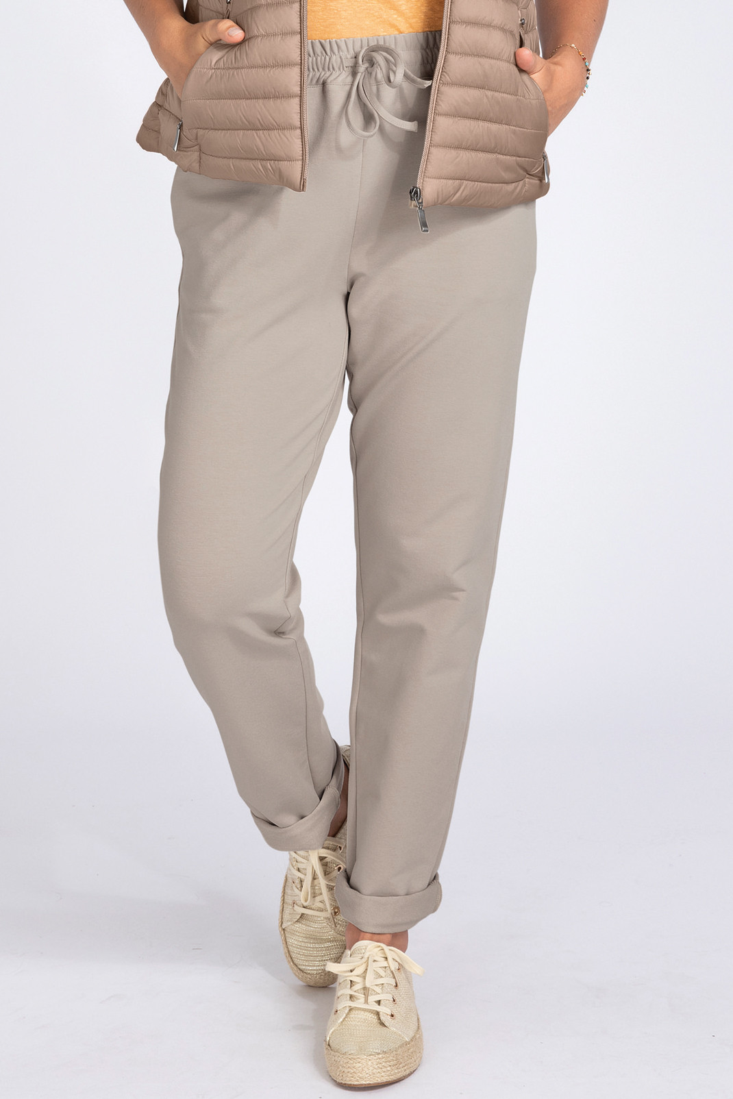 Pantalon molleton femme en coton b.solfin - fabriqué en france - 92% coton  / 8% elasthane blanc creme B. Solfin