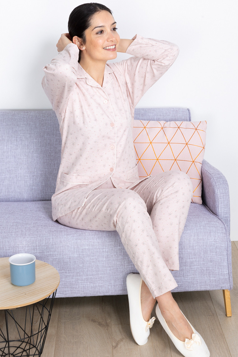 Pyjama col tailleur coton 7 B Solfin Fabriqué en France